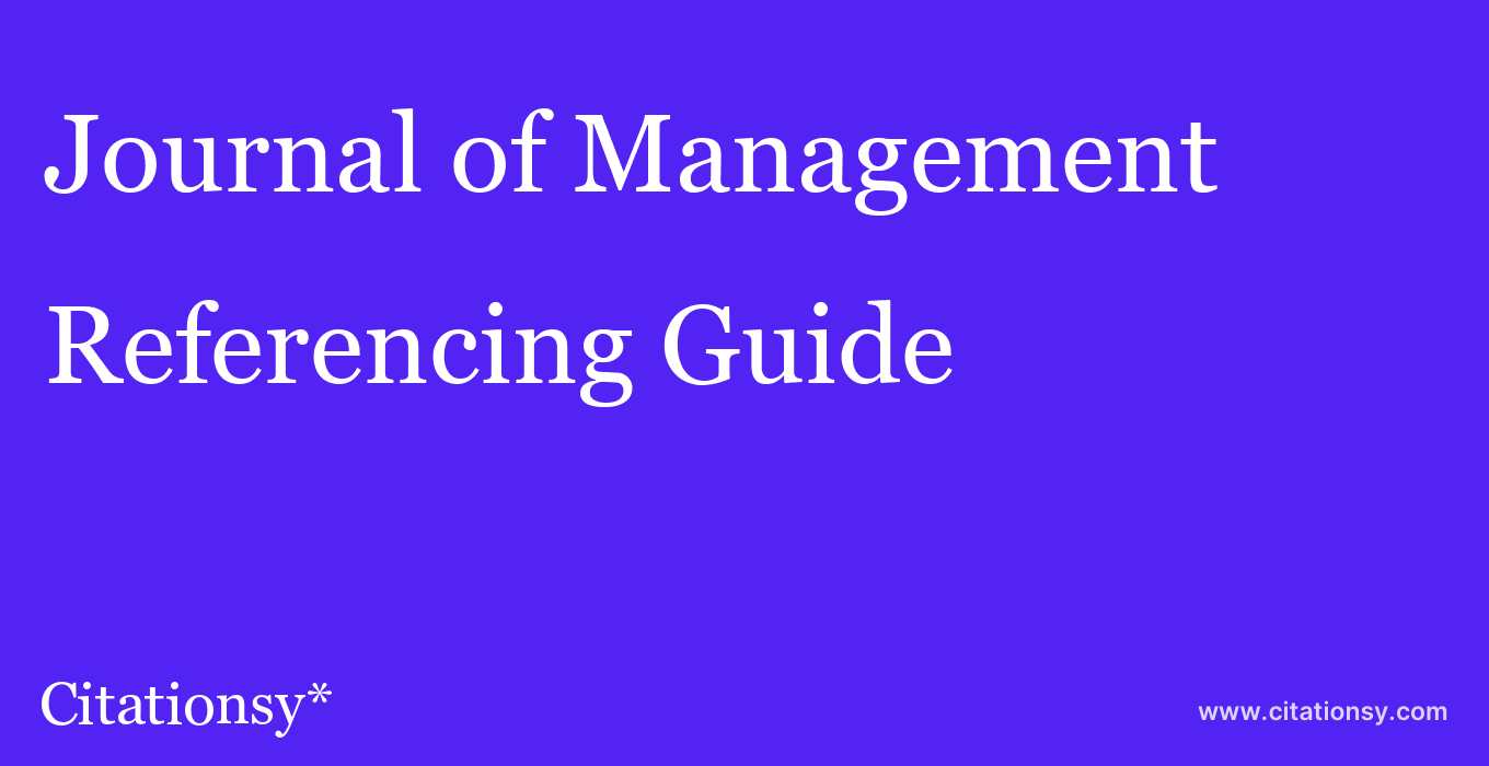 cite Journal of Management & Governance  — Referencing Guide